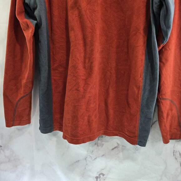 Columbia Pullover Men Large Orange Gray Fleece Klamath Range Quarter Zip Sweater - Picture 7 of 11